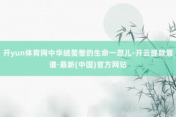 開yun體育網中華絨螯蟹的生命一忽兒-開云提款靠譜·最新(中國)官方網站